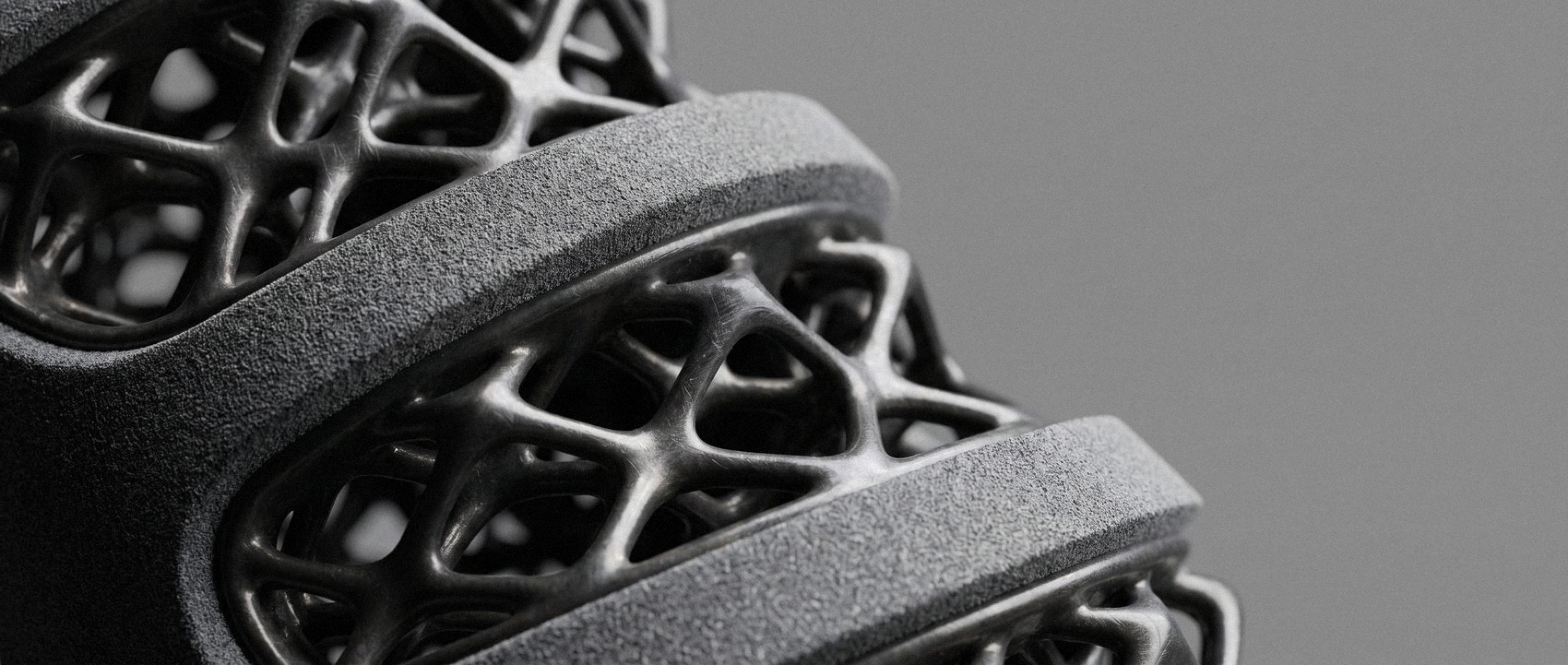 Macro of the 3D printed lattice, breathable where the horse needs air